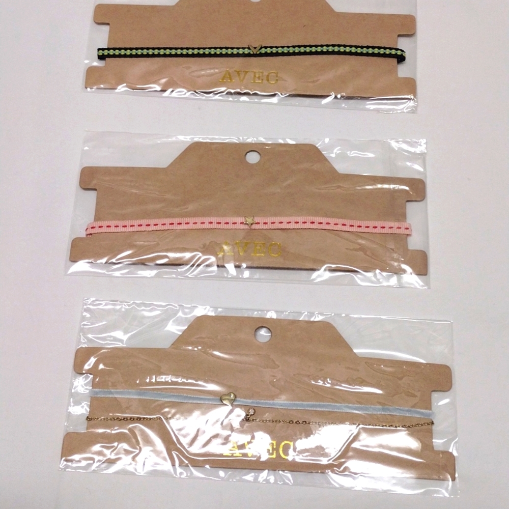 AVEC New York Costume Jewelry Choker Necklace Assorted Lot of 3 (J-2)